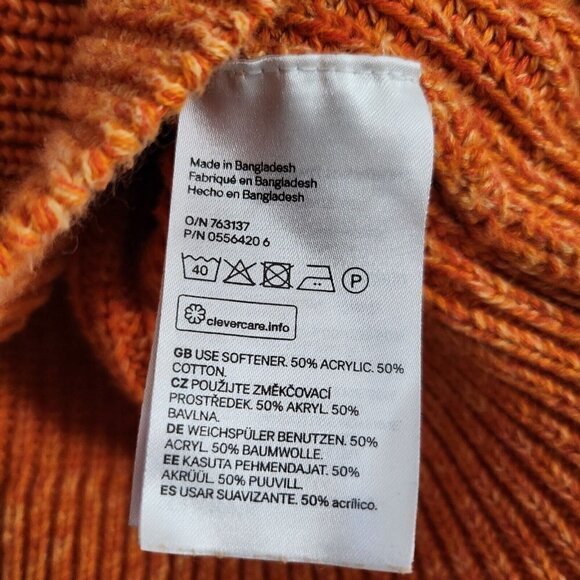 H&M Womens Sweater Small Orange Chunky Knit Pullover‎ Crewneck - Picture 6 of 10